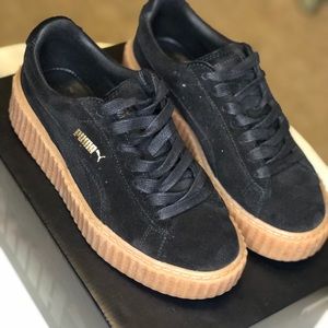 Women Fenty Suede Creepers black gum bottom size 7
